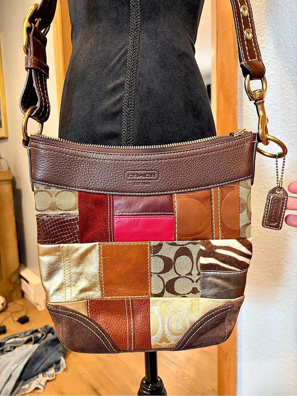 Vintage Coach limited edition Y2K Holiday Patchwork crossbody bag, style 10435